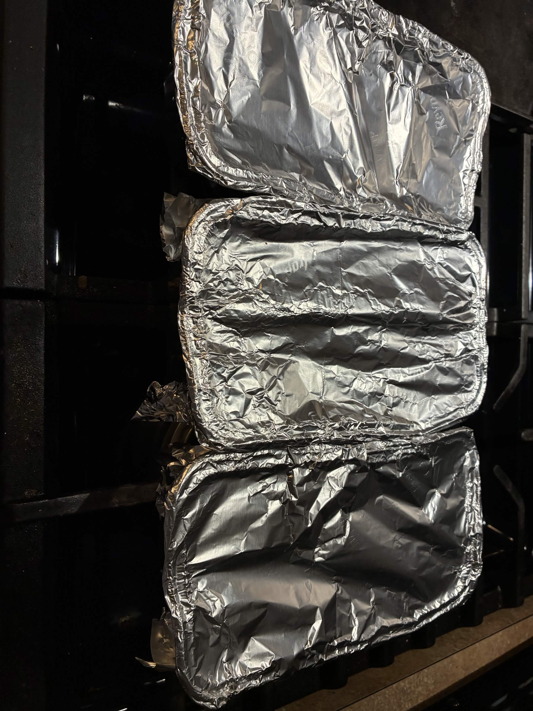 The loaves wrapped up warm, ready to travel.
